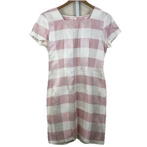 Vintage Sherri Martin Pink White Gingham Check Dress Size 10 Mod Preppy Classic
